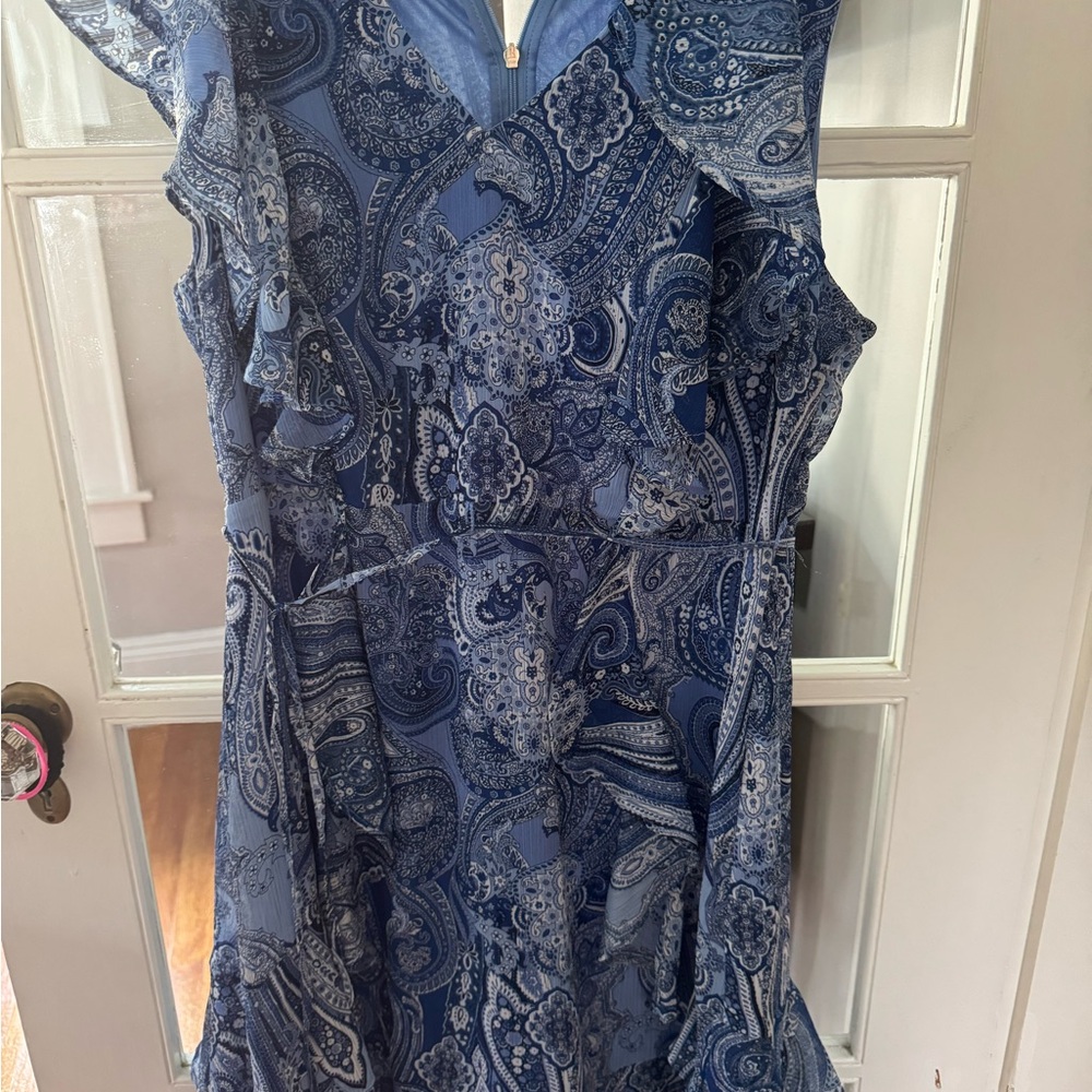 Tommy Hilfiger Asymmetrical Blue Paisley Dress